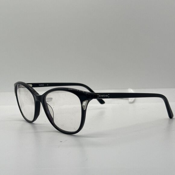 Bebe Eyeglasses Frames BB5178 001 JET Black Cat Eye Swarovski Crystals 53-17-135 - Picture 1 of 8